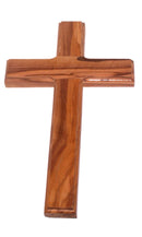 Simple Olive Wood Cross from The Holy Land - Stamped with Jerusalem on Back (16 cm or 6.25 inches)