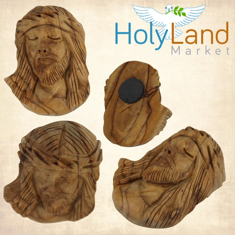 Holy Land Market Olive Wood Crown of Thorns Jesus Magnet – Hand-Carved Bethlehem Christian Art from Jerusalem Olive Wood (2.6 x 2")