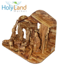 Conjunto de Pesebre de Madera de Olivo Extra Grande del Mercado de Tierra Santa - Tallado a Mano (15 Pulgadas de Ancho)