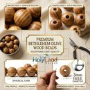 Holy Land Market Bethlehem 10mm Smooth Olive Wood Beads (1000-Piece Bag) – Hand-Carved by Christian Artisans – Natural Dried Olivewood for Rosaries, Jewelry Making & Crafts