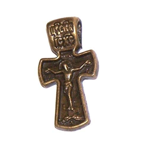 King Crucifix with Mary on back bronze tone medal necklace - design based on Fedorov designer - 60cm