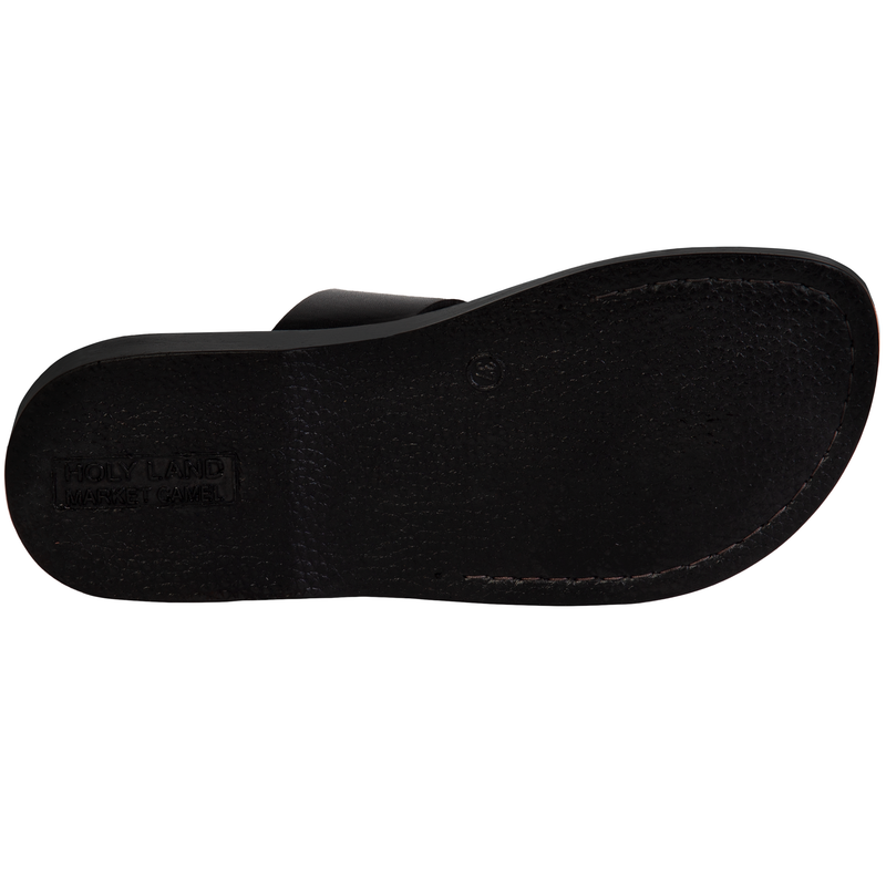 Holy Land Market Men/Women Biblical Jesus Leather/Suede Sandals/Slides From Jerusalem (Black Suede III)