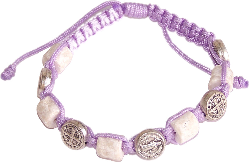 MEDJUGORJE - Chaplet - Bracelet from Apparation hill stones - Purple Thread