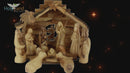 Holy Land Market Traditional Olive Wood Nativity Set - Antique Style Bethlehem Stable, 12 Handmade Pieces - Christmas Decorations Indoor for Christmas Christians, Table Decor with Booklet