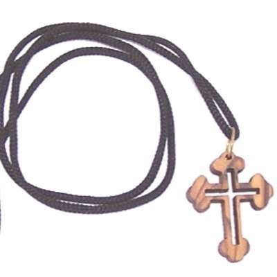 Orthodox - Eastern Cross - olive wood necklace, necklace is 60cm long - 23.5 inches )