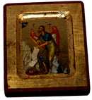 John the Baptist Icon with sheets of Gold (Lithography) (3 x 2.5 inches)
