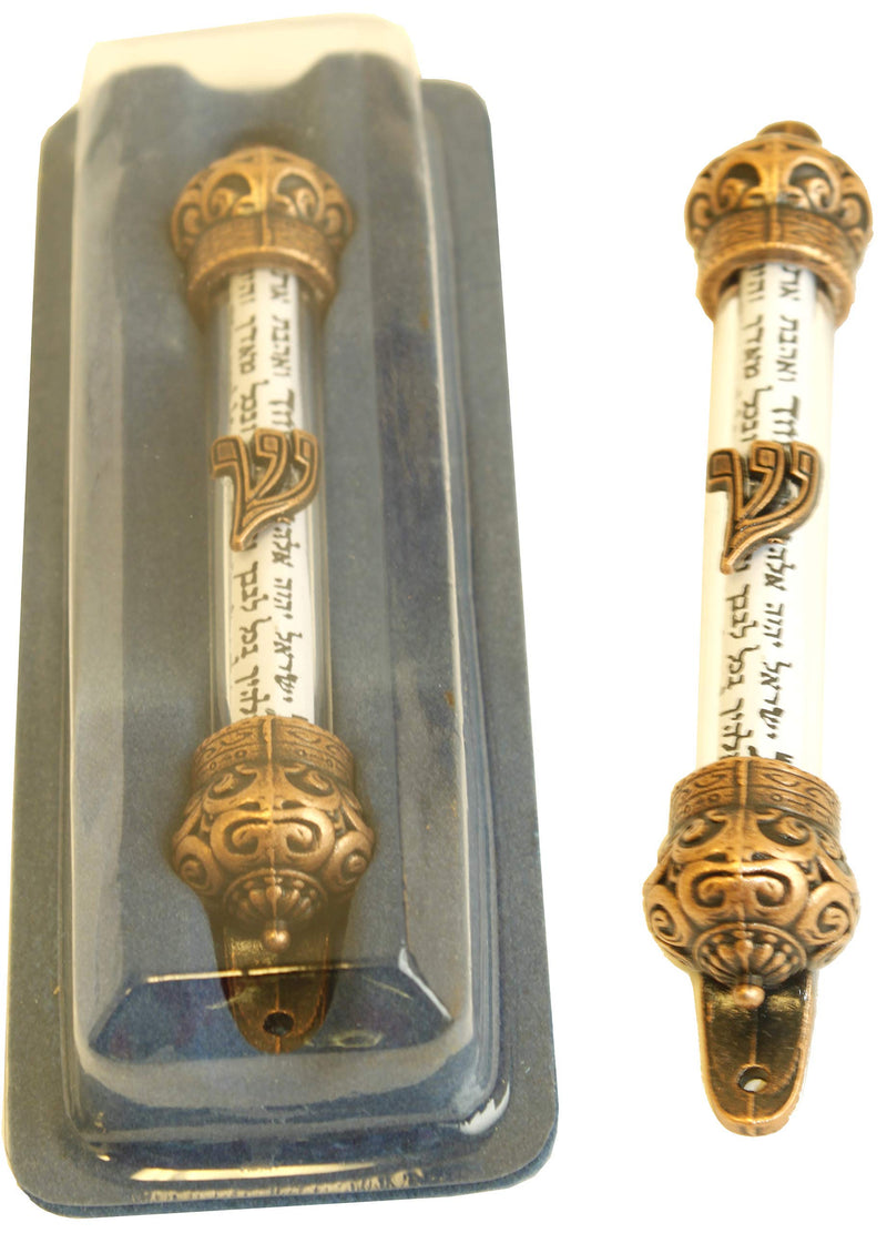 Holy Land Market Crown Mezuzah with Scroll (5 inches)