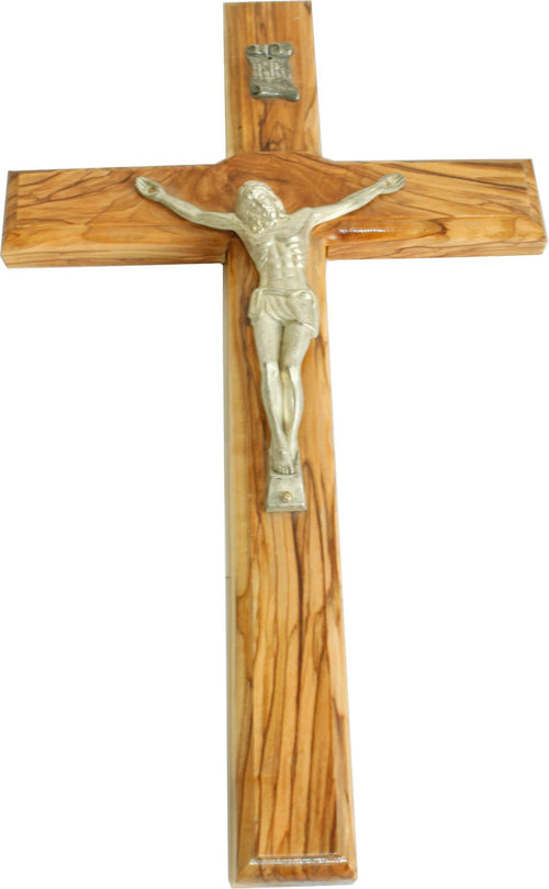 Mercado de Tierra Santa gran crucifijo/cruz de madera de olivo con crucifijo. (13.5 pulgadas)
