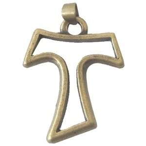 Cruz Tau - Tono bronce (3.5cm o 1.4") Rosario/Pendiente