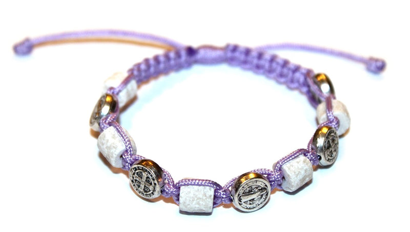 MEDJUGORJE - Chaplet - Bracelet from Apparation hill stones - Purple Thread