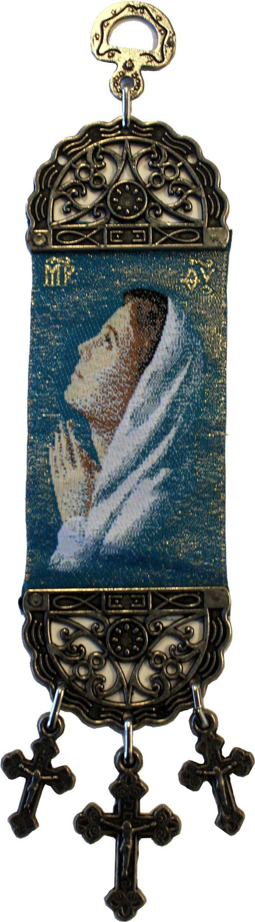 Mercado de Tierra Santa Tapiz Colgante de La Santísima Madre María - con Impresión Térmica en Tela Sintética Decorada - Estilo III (8.85 x 2 Pulgadas)