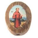 St. Francis Oval wooden medal -enamel (14x11mm -0.55x0.43")