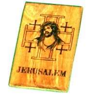 Cruz de Jerusalén / Imán de Jesús - Madera de olivo (6x4 cm o 2.4x1.6")