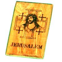 Jerusalem Cross / Jesus Magnet - Olive wood (6x4 cm or 2.4x1.6")