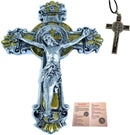 Holy Land Market Colored Two Tones Wall St. Benedict Cross/Crucifix Set (10 Inch and 3 Inches)