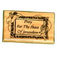 Pray for the Peace of Jerusalem Magnet - Olive wood (6x4 cm or 2.4x1.6")