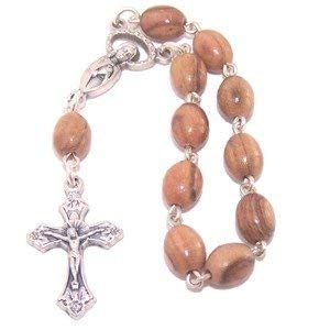 Olive wood Finger Rosary - oval beads (4.3" or 11cm from Cross to end of Rosary)