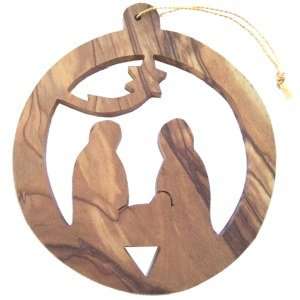 Adorno de madera del Mercado de Tierra Santa - Plano (8 cm o 3.2" de diámetro)