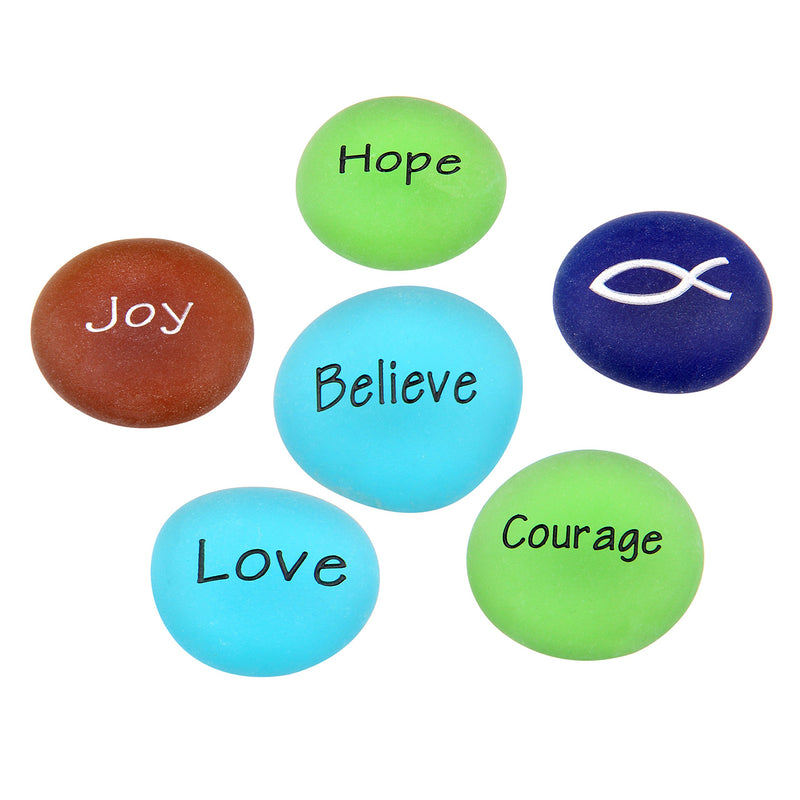 Courage to Believe - engraved Frosted glass stones set - Model II - by Holy Land Market