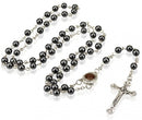 Holy Land Market Gorgeous 27" Black Hematite With Jerusalem soil Center Rosary