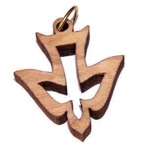 Paloma del Espíritu Santo de madera de olivo con láser (8 cm o 3.15" de largo)
