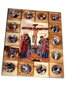 Holy Land Market Stations of The Cross Icon Plaque All in Olive Wood from Bethlehem (29 x 24 cm or 11.5 x 9.5 inches)