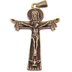 Crucifijo de rosario de la Trinidad - Bronce (4x2.7cm-1.57x1.06")
