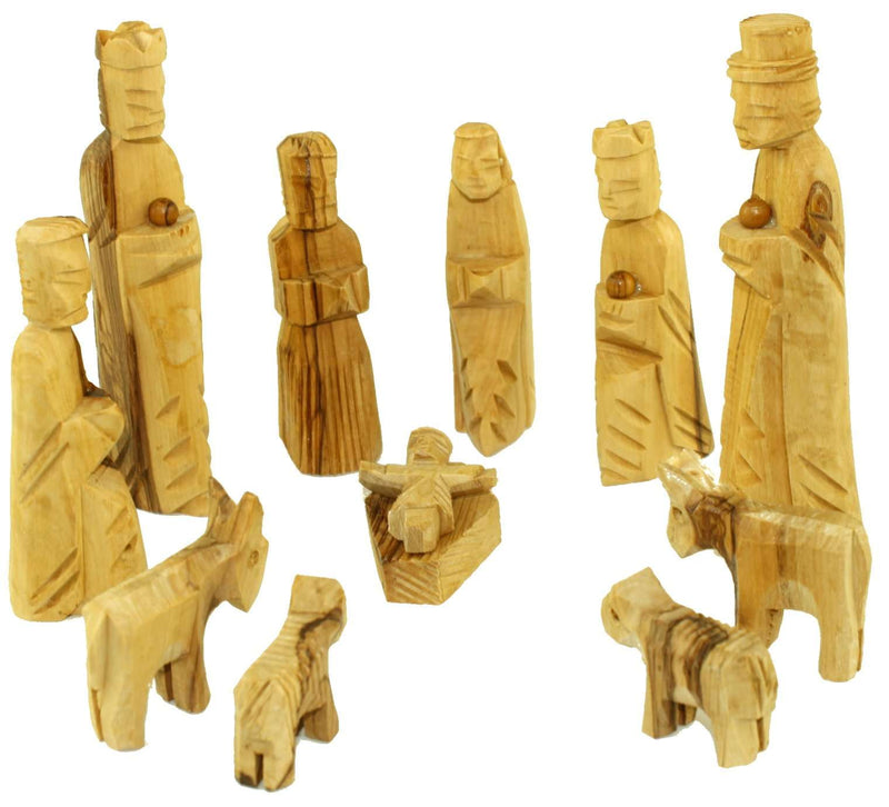 Olive Wood Miniature Nativity Set (12 Pieces Set)