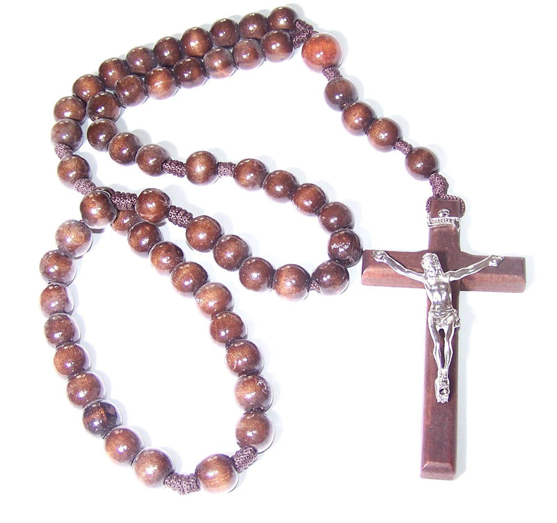 Rosario de cuentas de madera grandes marrones (65 cm - 26 pulgadas de largo)