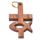 Fish and Cross Olive wood Laser pendant (3.2x2 cm or 1.3x0.78")