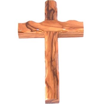 Holy Land Market Olive Wood Cross from Bethlehem with a Certificate and Lord Prayer Card