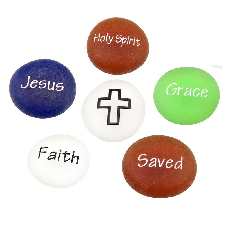 Saved by Grace through Faith - engraved Frosted glass stones set - Model I - by Holy Land Market
