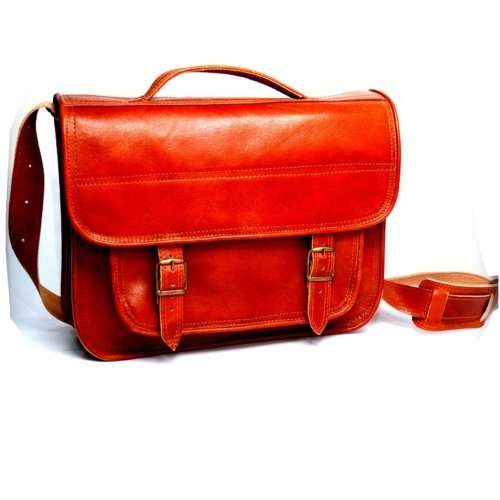 Bolso de cuero original para laptop o negocios del Mercado de Tierra Santa - Correa para el hombro desmontable - Pequeño (12.4 x 9.5 pulgadas)