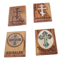 Set of 4 Magnets - Olive wood (6x4 cm or 2.4x1.6 inches) - with Mother of Pearls inlay / Certificate included