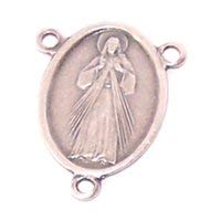 Jesus I Trust in You - Divine Mercy Rosary triangle - Pewter (2.5cm - 1 inches)