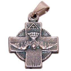 Dove with Cross - Holy Spirit medal - Pewter (1.7cm or 0.67" square)