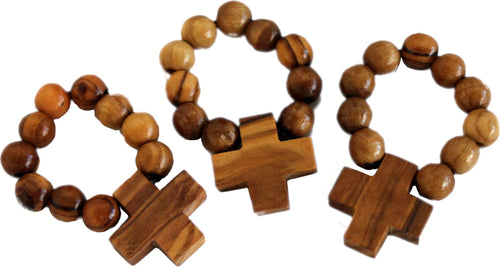 Rosario de dedo de madera de olivo (Juego de tres)