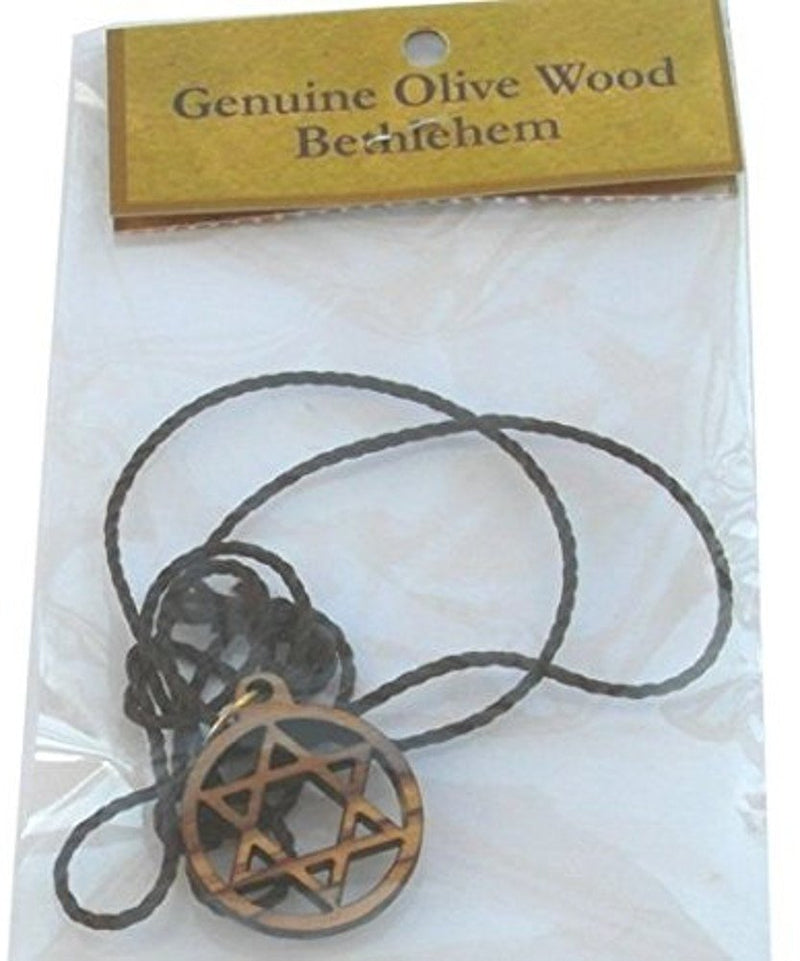 Star of David - olive wood necklace, necklace is 60cm long - 23.5 inches