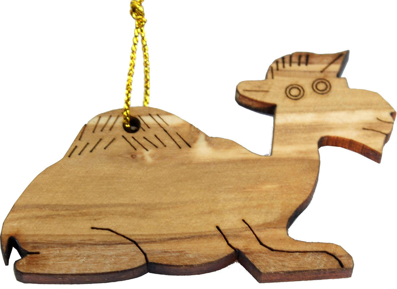 Decoración colgante de madera / Adorno navideño - Camello sentado tallado a mano (6.5 o 2.5 pulgadas)