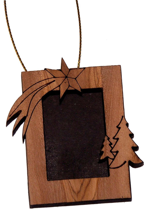 Marco colgante de madera de olivo y decoración de imán / Adorno navideño - Modelo I (6 cm o 2.4 pulgadas)