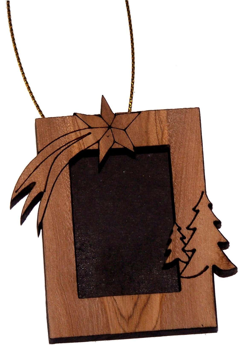 Marco colgante de madera de olivo y decoración de imán / Adorno navideño - Modelo I (6 cm o 2.4 pulgadas)