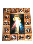 Holy Land Market Stations of The Cross Icon Plaque All in Olive Wood from Bethlehem (29 x 24 cm or 11.5 x 9.5 inches)