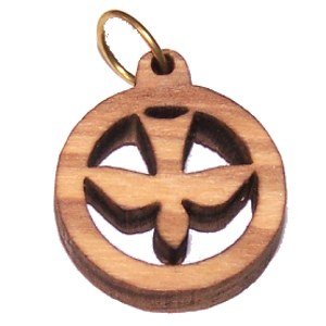 Olive wood Dove Pendant (3.75 cm or 1.5" diameter)