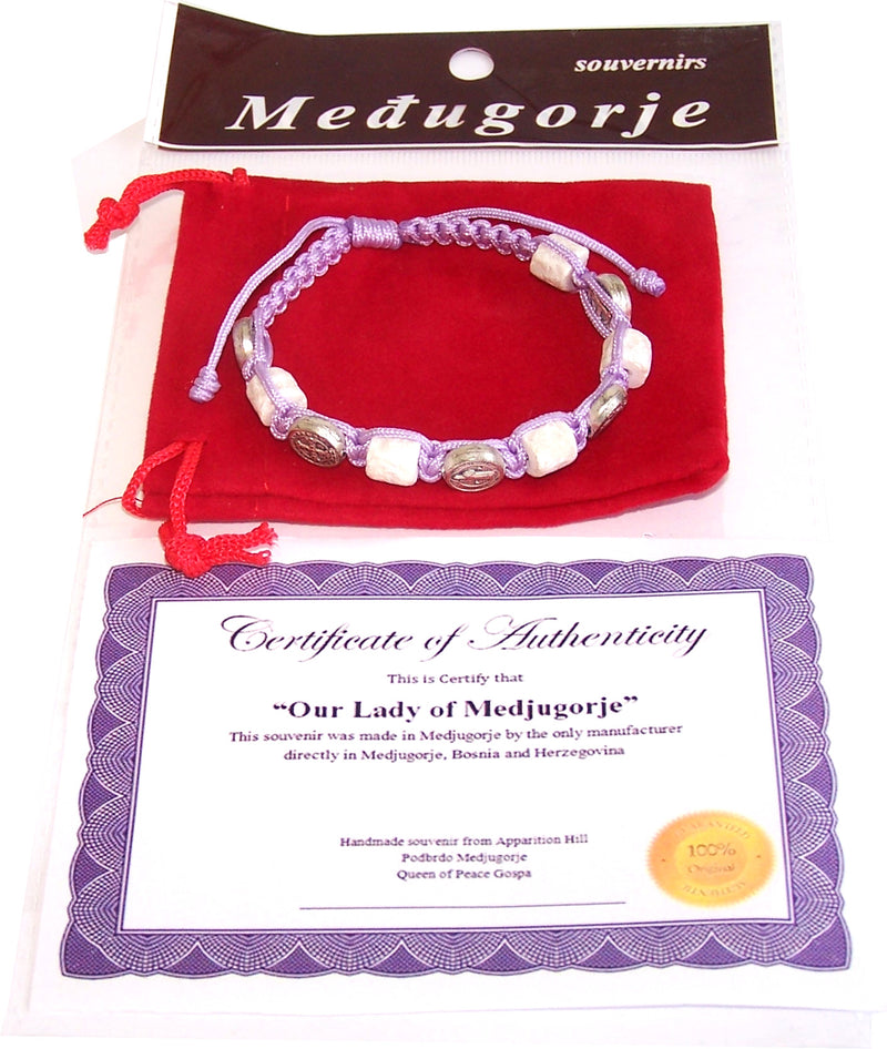 MEDJUGORJE - Chaplet - Bracelet from Apparation hill stones - Purple Thread