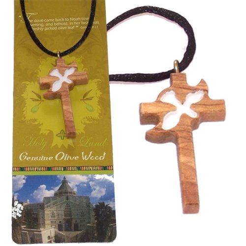 Latin with Pigeon olive wood extra-Smoothed necklace ( 1.2 inches or 3 cm) - Necklace length is adjustable. With Certifi
