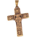 Saint Anthony of Padua Antique gold tone Cross with famous St. Anthony`s brief inscription (4 cm or 1.6 inches) - Pendant