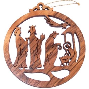 Holy Land Market Olive Wood Offering The Gifts Ornament (4.5" H)