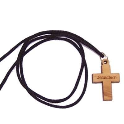 Cruz latina - collar de madera de olivo, el collar mide 74 cm o aproximadamente 30 pulgadas de largo