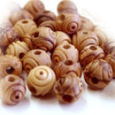 7.5mm round Rosary carved Beads (60 beads) - Betlehem Olive wood