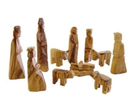 Olive Wood Miniature Nativity Set (12 Pieces Set)